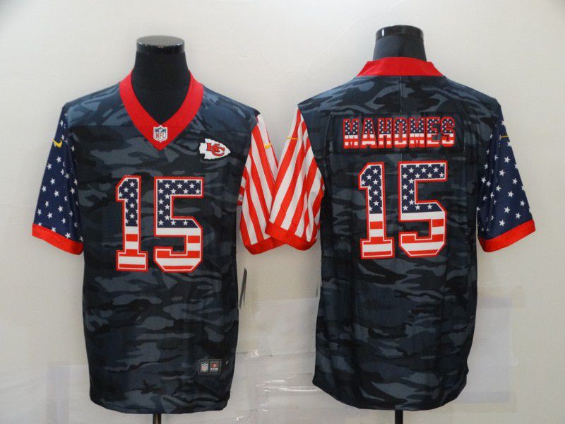 Men Kansas City Chiefs 15 Mahomes Camouflage national flag Nike Limited NFL Jersey